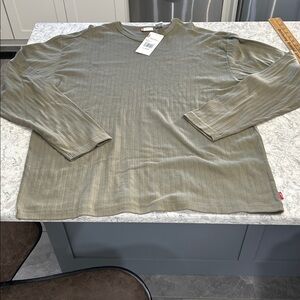 Vintage Levi’s V-Neck Ribbed Army Green Long Sleeve Men's Shirt
